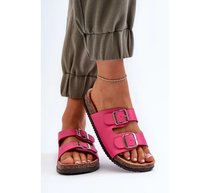 Dámské pantofle s přezkami Fuchsia Oliena