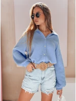 Dámská mušelínová košile oversize modrá model 21989198 - Dstreet Dámská mušelínová košile oversize modrá model 21989198 - Dstreet
