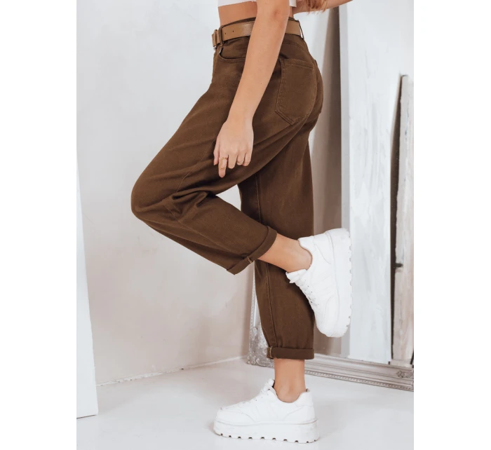 Dámské džíny mom fit hnědé FashionStreet UY2844