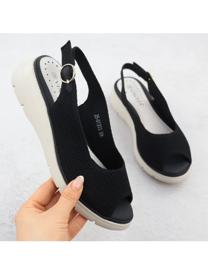 Dámské textilní sandály na platformě černé Vinceza 97303