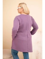 Dámská suknička Plus Size z viskózy s volným střihem a dlouhým rukávem fialová