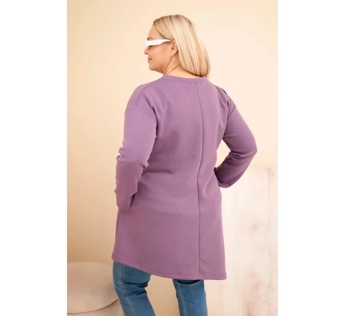 Dámská suknička Plus Size z viskózy s volným střihem a dlouhým rukávem fialová