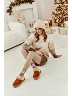 Kožené Semišové Pantofle Dámské Na Platformě S Kožíškem Camel model 21638811 - Boto