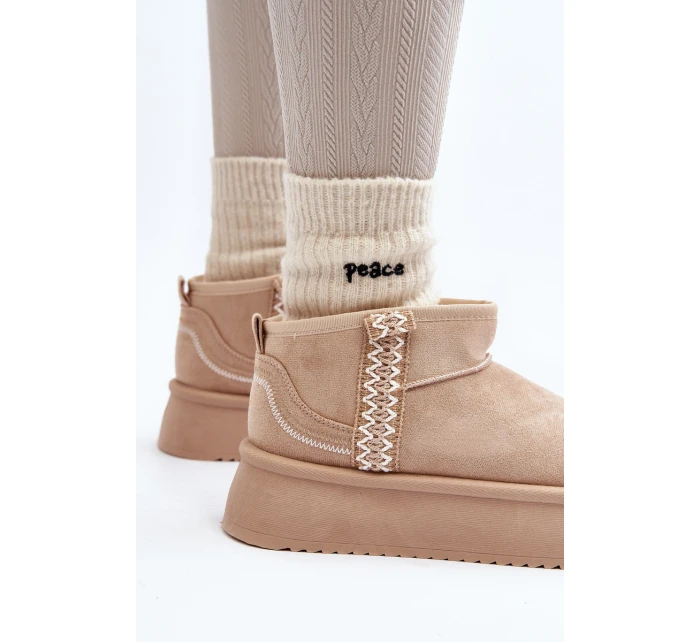 Sněhule na platformě s vzorem béžové Udra