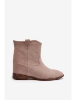 Zazoo 2326 Sametové Dámské Nazouváky na Ploché Podrážce Béžové