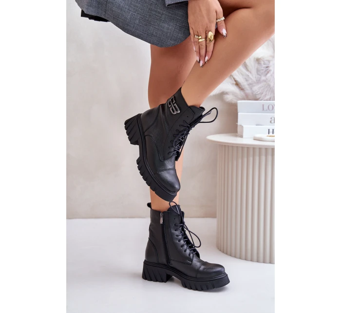 Zazoo 60486 Kožené Boty Pracovníky Zateplené Černé Zazoo 60486 Kožené Boty Pracovníky Zateplené Černé