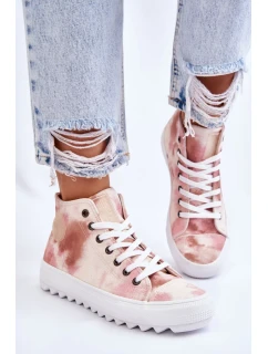 Dámské vysoké tenisky Big Star - béžová/růžová