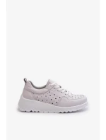 Prolamované dámské tenisky na klínku, přírodní kůže, světle šedá S.Barski Prolamované dámské tenisky na klínku, přírodní kůže, světle šedá S.Barski