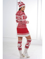 Vánoční set model 19002134 svetr + čepice + podkolenky červené - K-Fashion