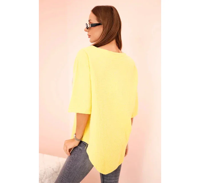 Dámská mušelínová košile s knoflíkem žlutý