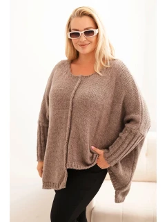 Svetr dámský Plus Size z model 21297044 s volným střihem a rukávem 3/4 fango - K-Fashion