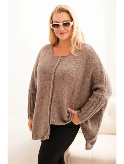 Svetr dámský Plus Size z model 21297044 s volným střihem a rukávem 3/4 fango - K-Fashion