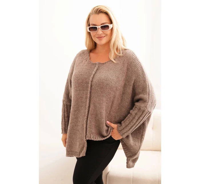 Svetr dámský Plus Size z model 21297044 s volným střihem a rukávem 3/4 fango - K-Fashion