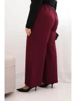 Dámské kalhoty Plus Size se širokou nohavicí a páskem čokoládové Dámské kalhoty Plus Size se širokou nohavicí a páskem čokoládové