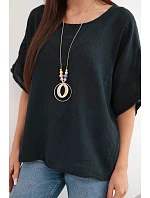 Dámská bavlněná oversize halenka s krátkým rukávem černá Dámská bavlněná oversize halenka s krátkým rukávem černá