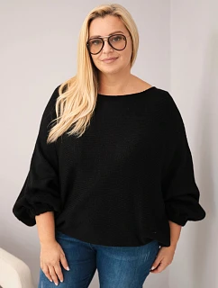Dámský svetr Plus Size s přídavkem vlny volného střihu černý
