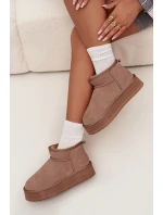 Semišové zimní boty pro ženy na platformě Vinceza 97962 béžové