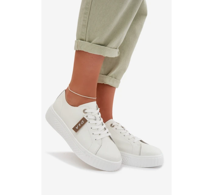 Dámské tenisky z přírodní kůže model 22027794 bílé - D&A