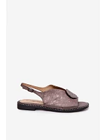 Dámské sandály na nízkém podpatku s ozdobou model 22133683 grafitové - S.Barski