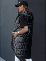 Dámská prošívaná vesta s kapucí dlouhá černá Dstreet model 21979272 - FashionStreet
