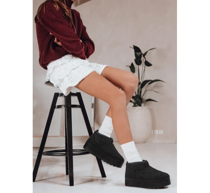 Dámské látkové sněhule s kožešinou černé FashionStreet ZY1296