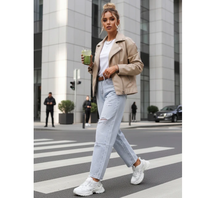 Dámské pytlovité džíny s odřením světle modré FashionStreet UY2889