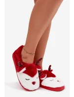 Vánoční dámské pantofle s motivem soba kožené červené Orsella