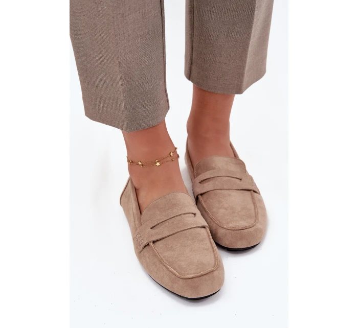 Dámské loafersy mokasíny s plochou podrážkou Roseline – béžové