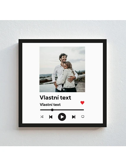 Personalizovaný magický fotoobraz v rámu - čtverec 20x20 - hudební přehrávač