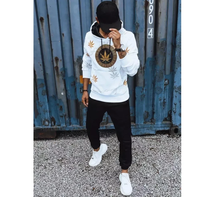 Pánská bílá mikina s potiskem FashionStreet BX5310