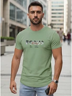 Pánské tričko s velkým nápisem, bavlněné, zelené, FashionStreet NX5137R