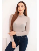 Dámská svetr z model 21777033 s rolákem a dlouhým rukávem tmavě béžová - K-Fashion
