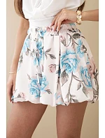 Dámské viskózové kraťasy s květinovým vzorem a vázáním v pase mentolová