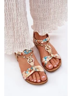Dámské Ploché Sandály S Pásky A Ozdobou  Zlaté model 21693407 - Artiker