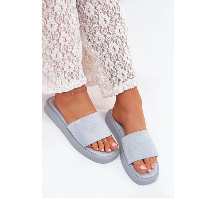 Dámské Sandály Na Platformě Z Eko Semiše Světle Modré Jorina