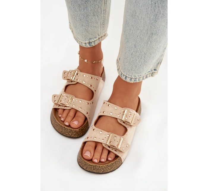 Dámské pantofle se zlatými a knoflíky model 21919013 - Boto Dámské pantofle se zlatými a knoflíky model 21919013 - Boto