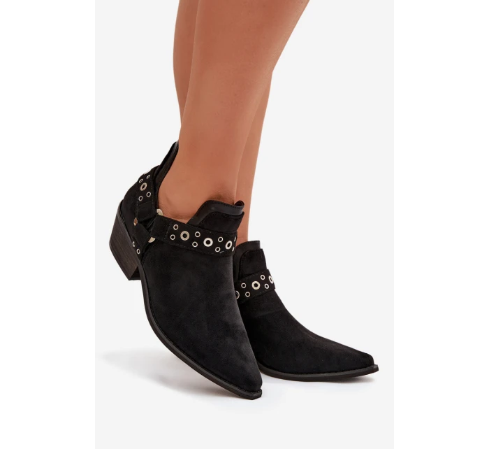 Dámské kotníkové boty s výřezy a pásky Černé model 21919559 - Boto Dámské kotníkové boty s výřezy a pásky Černé model 21919559 - Boto