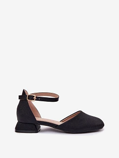 Dětské lesklé sandály na nízkém podpatku Černé Nelly