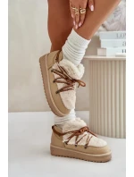 Nízké Sněhule Na Platformě S Kožešinou D.Franklin Béžové