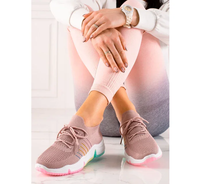 Praktické tenisky růžové dámské bez podpatku Praktické tenisky růžové dámské bez podpatku