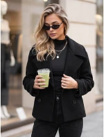 Dámský krátký černý dvouřadý kabát FashionStreet NY0812 Dámský krátký černý dvouřadý kabát FashionStreet NY0812