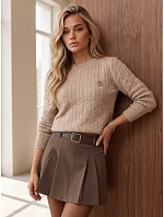 Sweter damski z warkoczowym splotem fango FashionStreet MY2676 Sweter damski z warkoczowym splotem fango FashionStreet MY2676