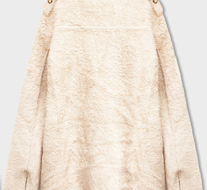 Krátká vlněná bunda typu "alpaka" v ecru barvě (553)
