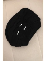 Dámská zimní vlněná čepice s ozdobnými krystalky K399 černá Dámská zimní vlněná čepice s ozdobnými krystalky K399 černá