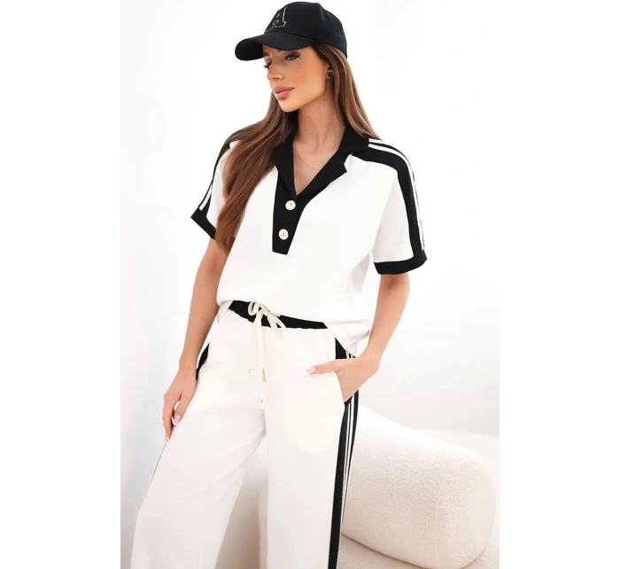 Dámský máslový komplet s polo mikinou a širokými kalhotami černý