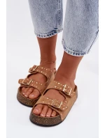 Dámské pantofle se zlatými sponami a cvočky Camel model 21960988 - Boto