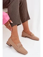 Kožené dámské mokasíny s ozdobným detailem model 22031816 Béžové - D&A Kožené dámské mokasíny s ozdobným detailem model 22031816 Béžové - D&A