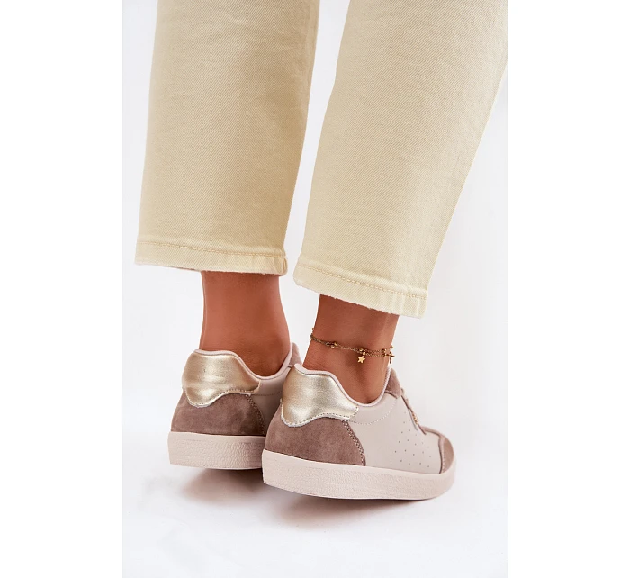 Dámské tenisky z přírodní kůže model 22101249 Béžové - S.Barski Dámské tenisky z přírodní kůže model 22101249 Béžové - S.Barski