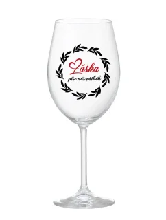 LÁSKA PÍŠE NÁŠ PŘÍBĚH - čirá sklenice na víno 350 ml