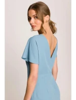Tužkové šaty s rozparkem na boku S398 nebesky modré - Stylove